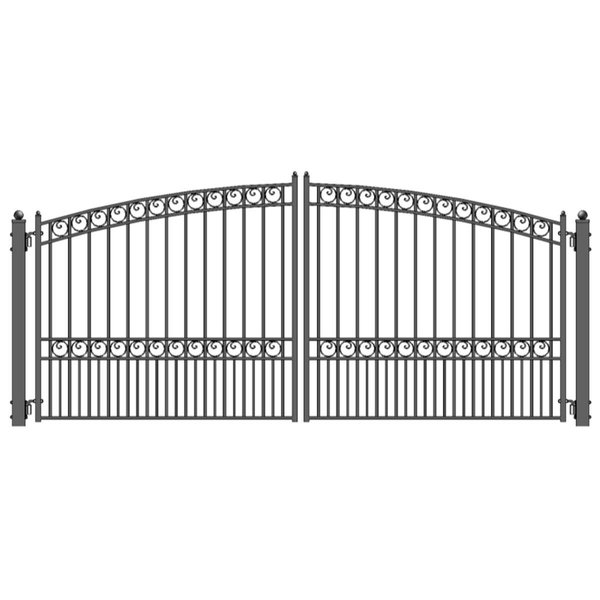 Aleko Paris Style Iron Wrought Dual Swing Driveway Gate DG16PARD-UNB